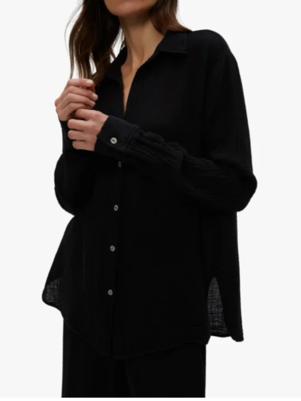 Magaschoni organic cotton gauze button up shirt ~ NWT